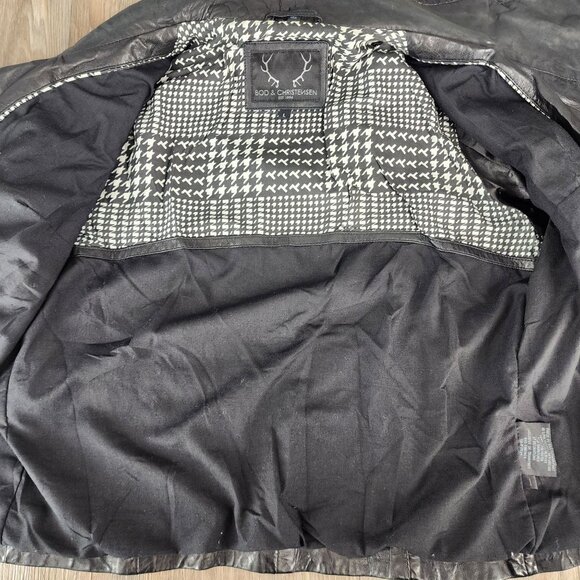 Bod & Christensen Women's Large Black Leather Jacket Moto Asymmetrical Full Zip‎ - Picture 7 of 11